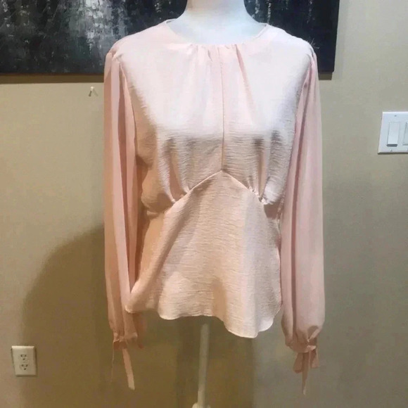 TopShop Chiffon SheerTie Long Sleeves and Open Back with Zipper-Size 10 - Picture 1 of 11